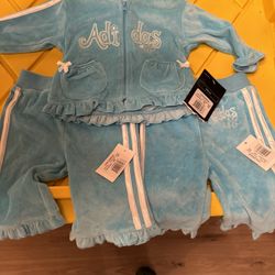 Brand New With Tags Adidas 3 Month Velour Hoodie And Pants 