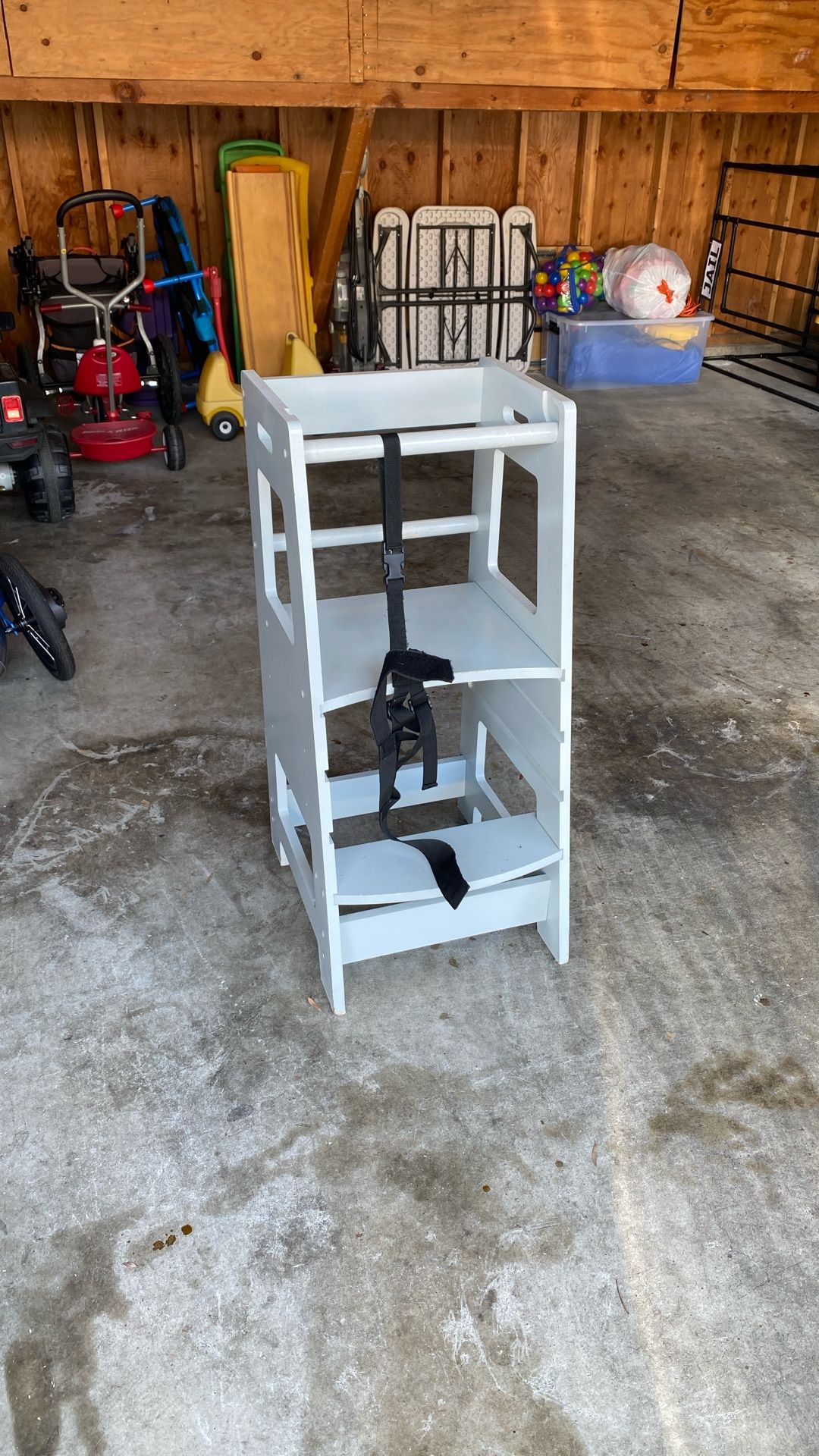 Toddler Kitchen Stool With Harness.