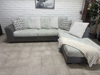 Grey Fabric Corner Sectional Sofa with Chaise