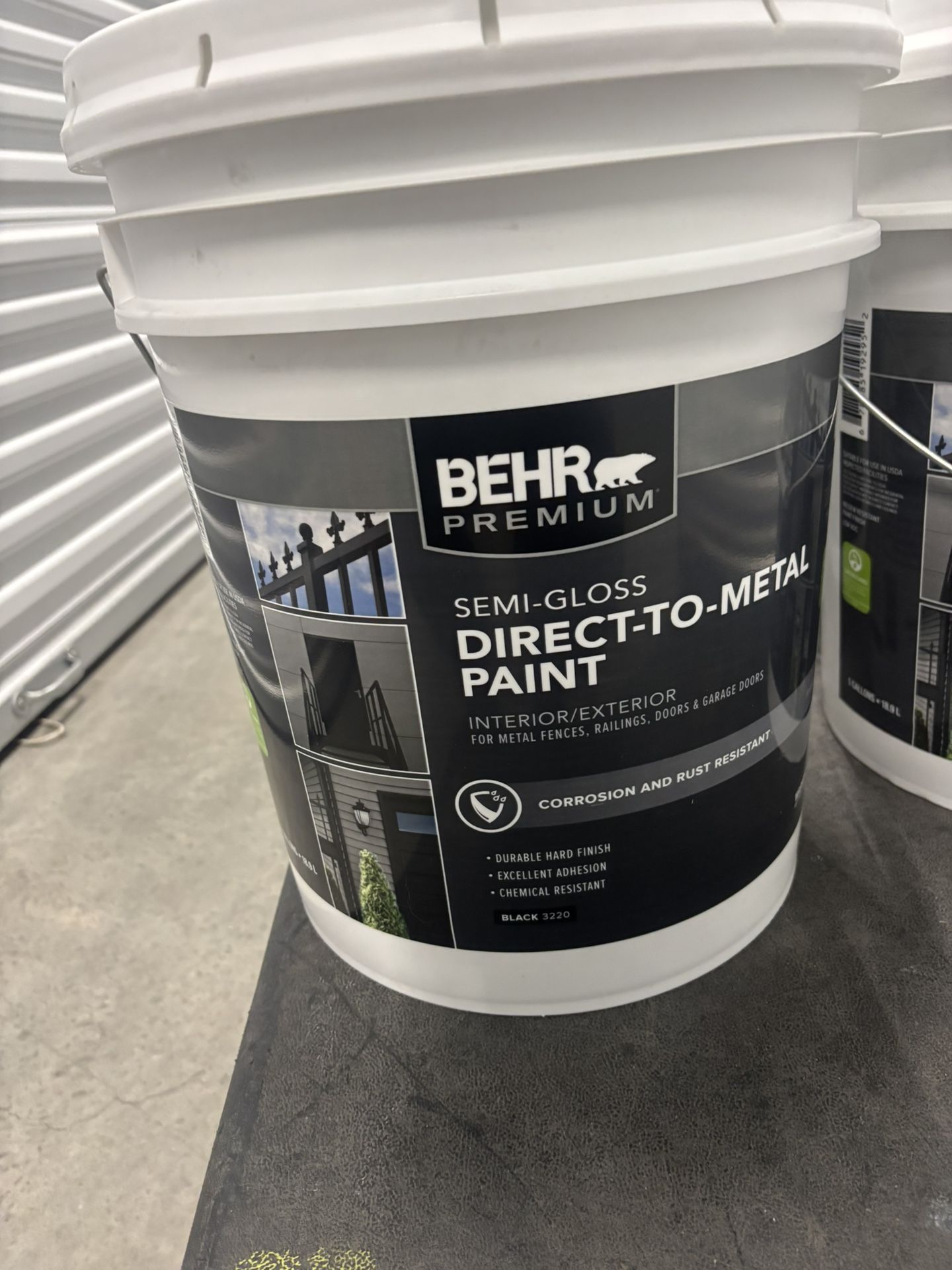 BEHR PREMIUM 5 Gal. Black Semi-Gloss Direct-to-Metal Interior/Exterior Paint
