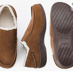 PowerStep Men's Arch Support Slippers in Brown/Ivory, Size 12, NEW