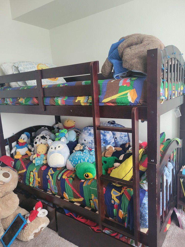 Bunk Beds And Mattresses Included.  Has Two Large Storage Drawers At The Bottom