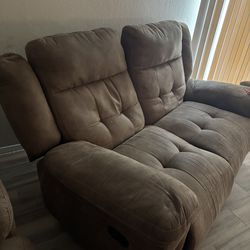 Brown 2 seat reclining couch