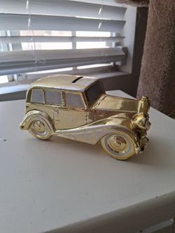 Gold Vintage Car Coin Bank