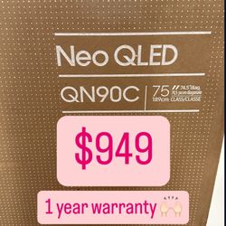 SAMSUNG 75-Inch Class Neo QLED 4K QN90C Series Neo Quantum HDR, Dolby Atmos, Object Tracking Sound, Motion Xcelerator Turbo+, Gaming Hub, Smart TV wit