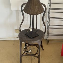 Vintage Metal Chair And Lamp