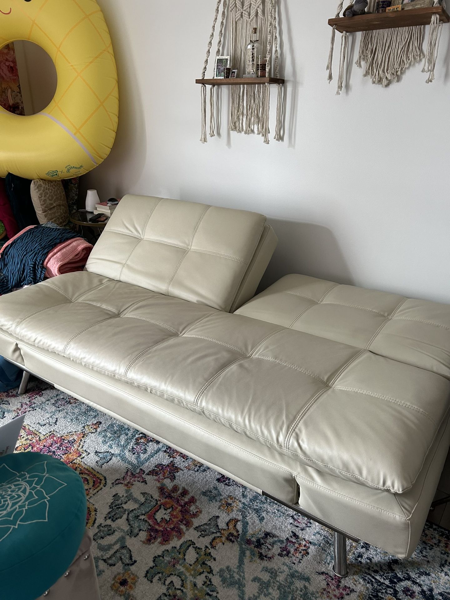 White Leather European Lounger