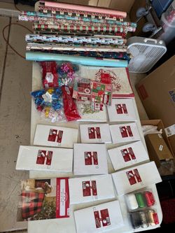 Christmas wrapping paper and boxes