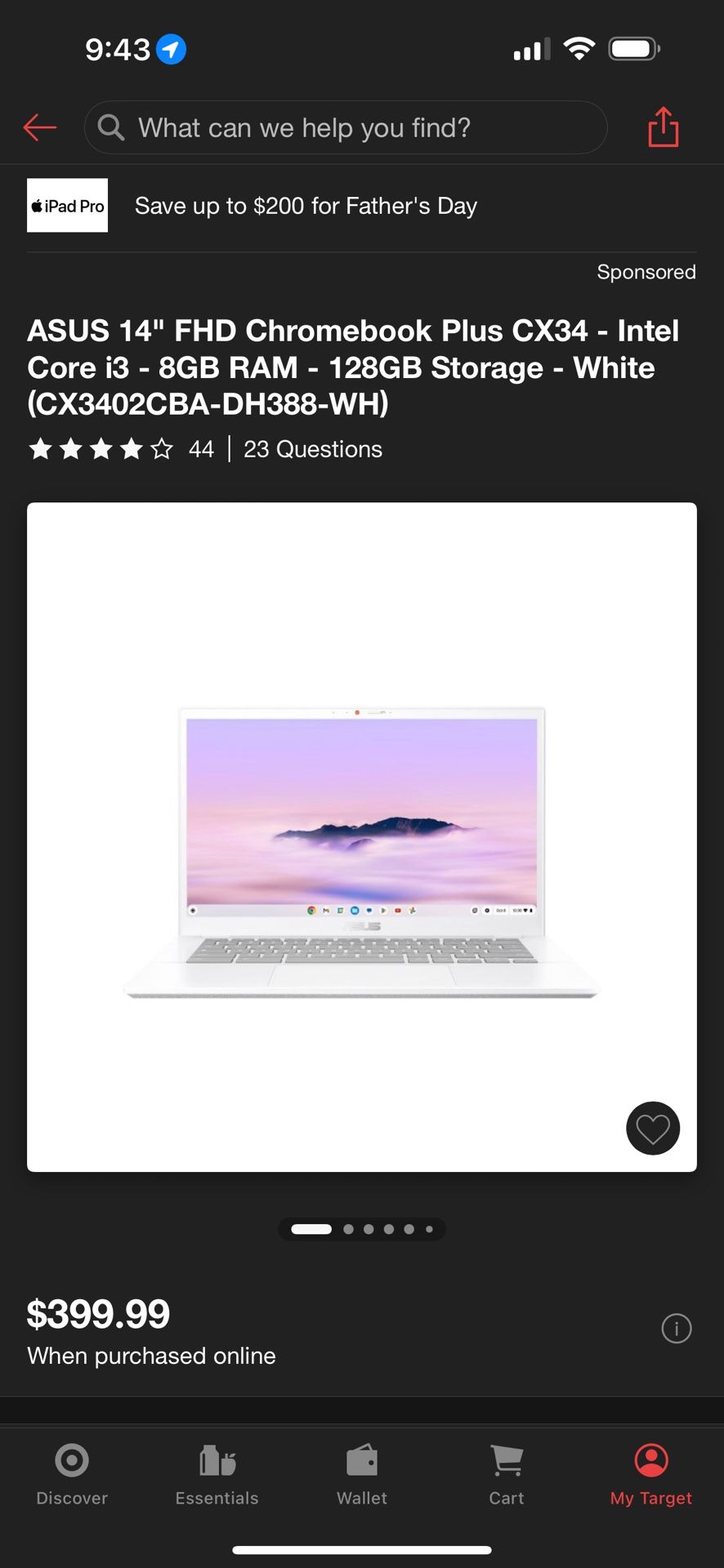 ASUS 14" FHD Chromebook Plus CX34 - Intel Core i3 - 8GB RAM - 128GB Storage - White (CX3402CBA-DH388-WH)