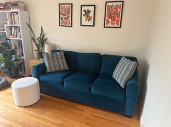 Beautiful teal velvet sleeper couch