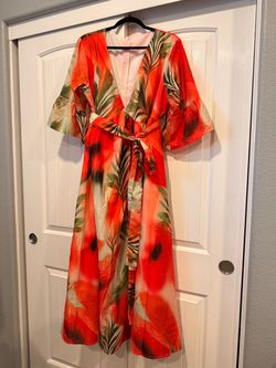 Orange Tropical Wrap Dress