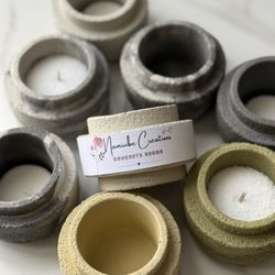 Concrete Tealight Holder or Candle Beads Jar – Modern Minimalist Candle Holder, Handcrafted Cement Home Decor, Rustic Boho Gift Idea