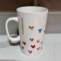 Starbucks Colorful Hearts Tall 16oz Ceramic Coffee Tea Mug Cup