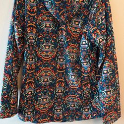 Hooded Balinese Design Windbreaker, Full Zip