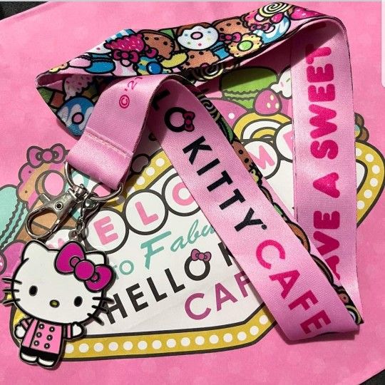 Exclusive Hello Kitty Cafe Las Vegas LANYARD with Sanrio Enamel Pin New