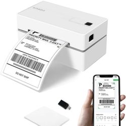 Bluetooth Thermal Shipping Label Printer, 4x6 Portable Thermal Address Label Printer for Small Business, Compatible with iPhone,Android,Windows,Mac–Wo