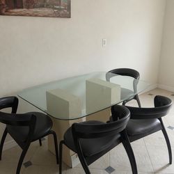 Glass Top Dining Table + 4 Black Chairs - $225 OBO