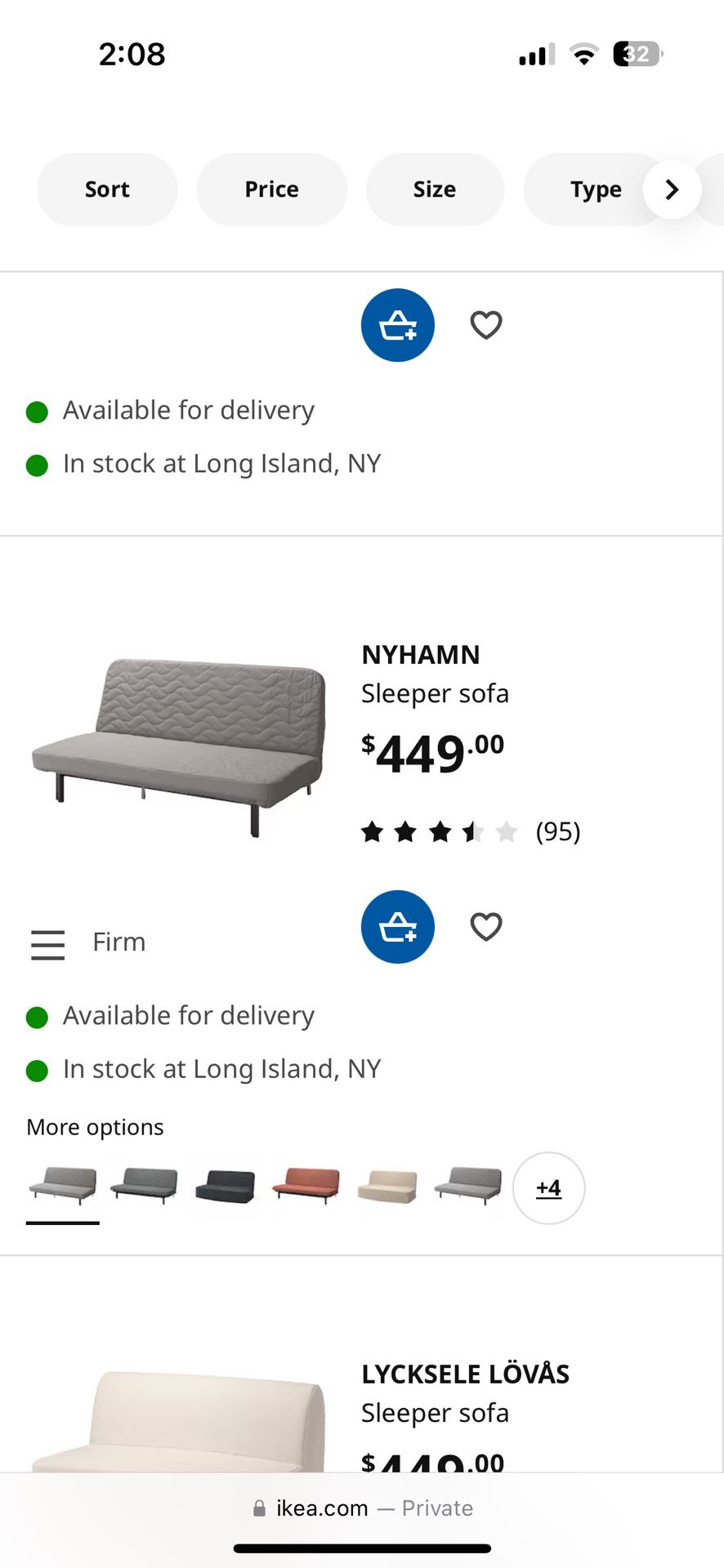 Ikea Sleeper Sofa NYHAMN. Used $150