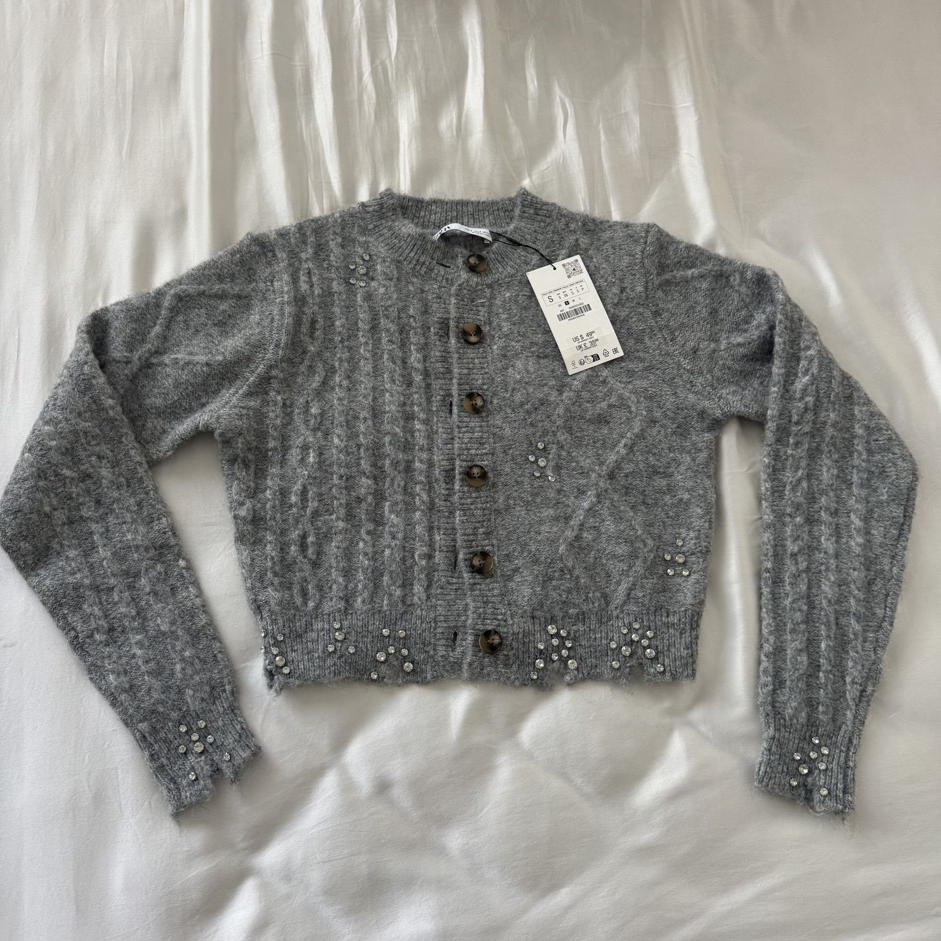 Zara Knit Cardigan in Grey Size Small