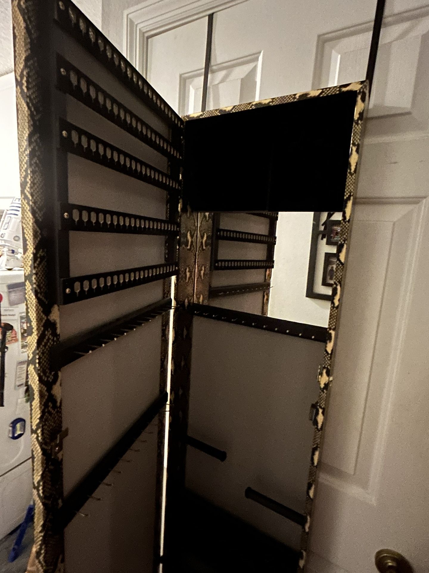 Over The Door Mirror Jewelry Armoire Storage Earrings Necklaces Makeup