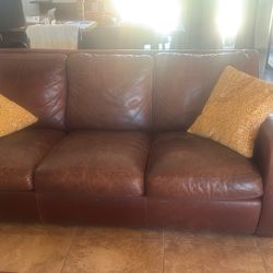 Crate & Barrel Leather Coach - Estate sale 