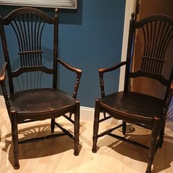 Pair Of Unique Wood Accent Chairs - Eclectic Style