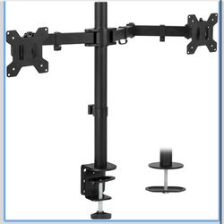 Open Box Mount-It! Dual Monitor Mount Double Monitor Desk Stand | Two Heavy Duty Full Motion Adjustable Arms Fit 2 Computer Screens 17 19 20 21 22 24 