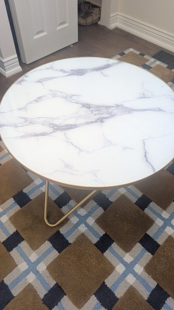 Marble print & Gold Coffee or Accent Table