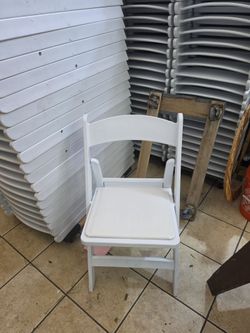White Resin Folding Chair with Padded Seat