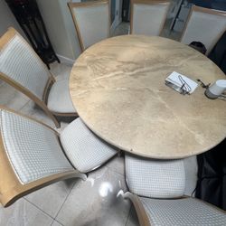 Marble dining table and chairs
