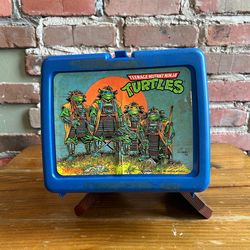 Vintage Teenage Mutant Ninja Turtles thermos lunchbox 1991 TMNT dark blue