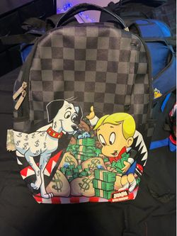 Black & gray checkered spray ground backpack