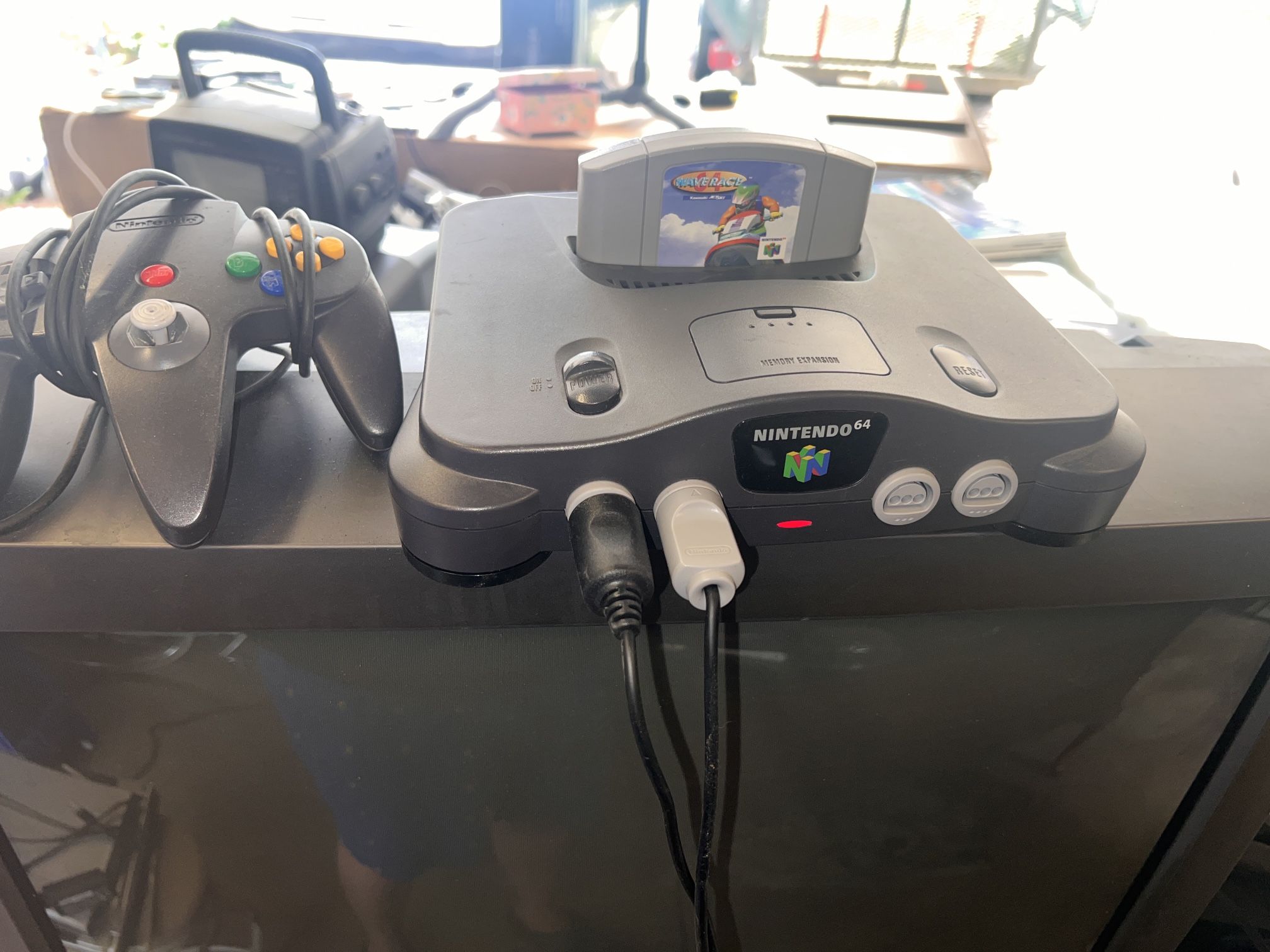 Original Nintendo 64 Console With Wave Raver And Steering Wheel With Pedals