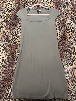 Olive Green Square Neck Mini Dress