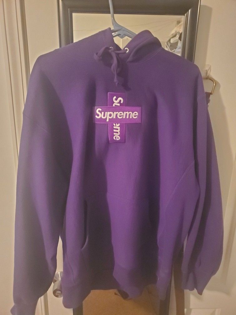 Supreme Cross Box Logo Hoodie (Purple)