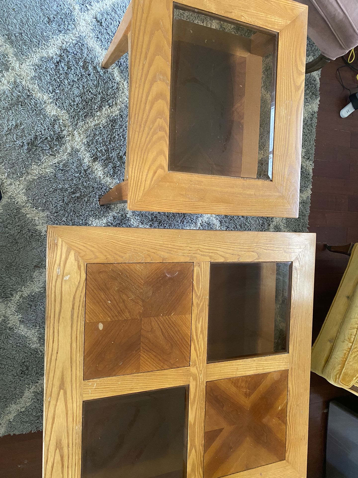 2 Glass & Premium Wood Tables For CHEAP