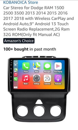 Car Stereo for Dodge Ram with Wireless CarPlay and Android Auto,9'' Android 13 Touch Screen Radio Replacement,2G Ram 32G