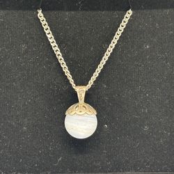 Vintage Sterling Silver & Blue Lace Agate Sphere Necklace - JTC 925