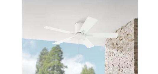 Grantway 48 in. Indoor/Covered Outdoor Matte White Low Profile Ceiling Fan No Light