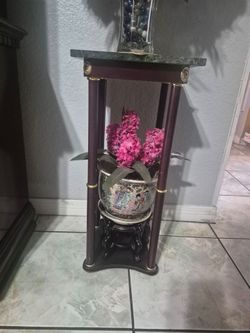 Decorative Plant Stand with Marble Top