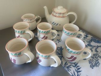 Vintage TAOS by TREASURE CRAFT POTTERY - SOUTHWEST CHILI PEPPERS Tea Set