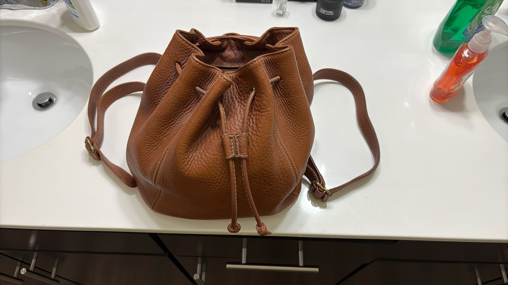 Coach Brown Leather Dual Strap Backpack