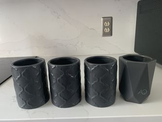 4 Ceramic Decor Cups 5 inches Tall