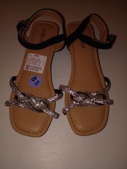 Rhinestone Flat Sandals Size 8.5