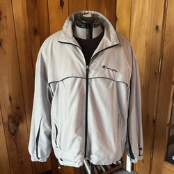 Champion Light Gray Windbreaker with Black Trim