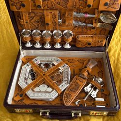 Authentic Leather Russian Briefcase Picnic Set