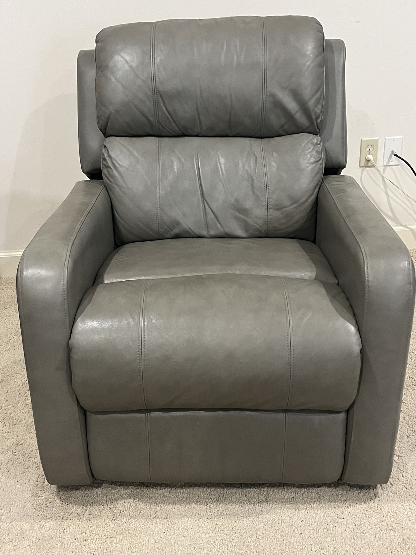 Gray Leather Rocker/Recliner