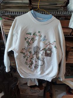 Vintage basic editions cat in tree sweatshirt