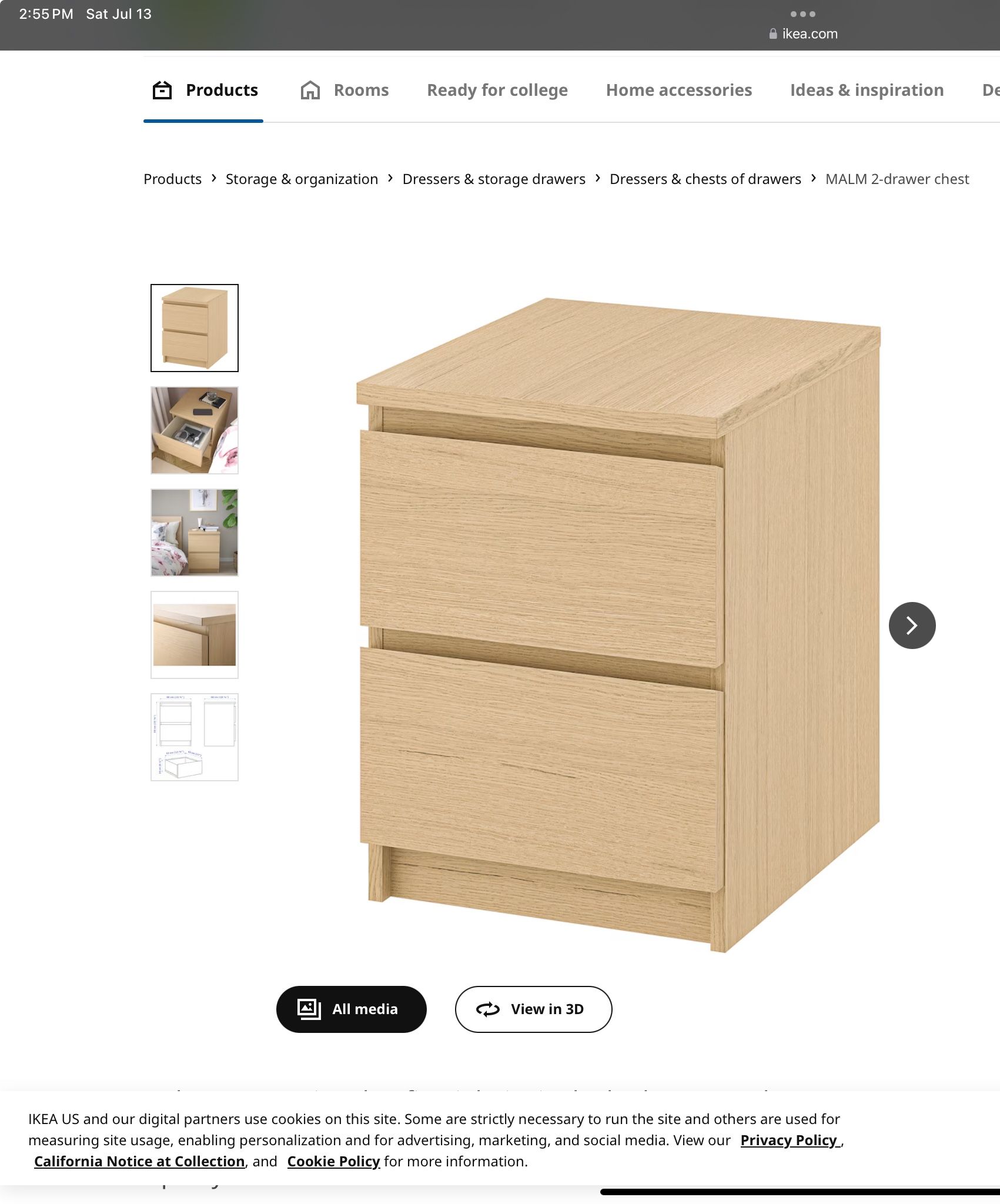 IKEA Malm 2 Drawer Nightstand