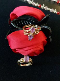 💍💍 Vermeil Gold rings / Gold over Silver rings Amethyst gemstone / Rings size # 5 🌿🦋🌿